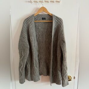 All Saints Gray Cable Knit Open Cardigan